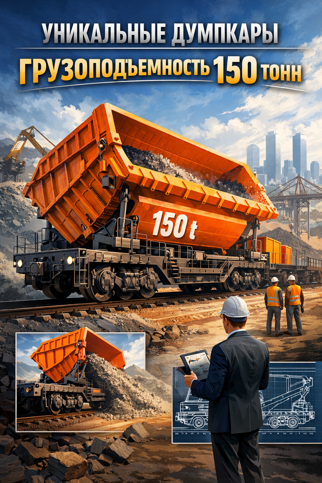 Грузовые вагоны думпкары грузоподъемностью 150 тонн